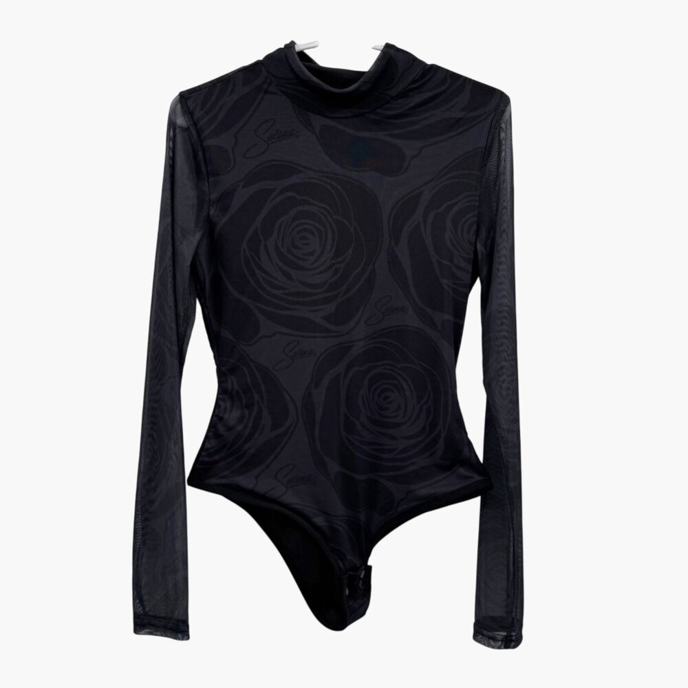NEW Latino Heritage Month Selena Long Sleeve Bodysuit - Black Floral - Size Medi